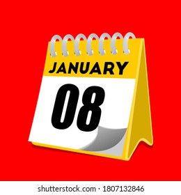 Ilustración vectorial del icono del calendario 8 de enero 