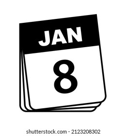 Januar 8. Kalendersymbol. Vektorgrafik.