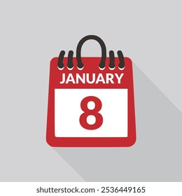 January 8 Calendar icon vector illustration.