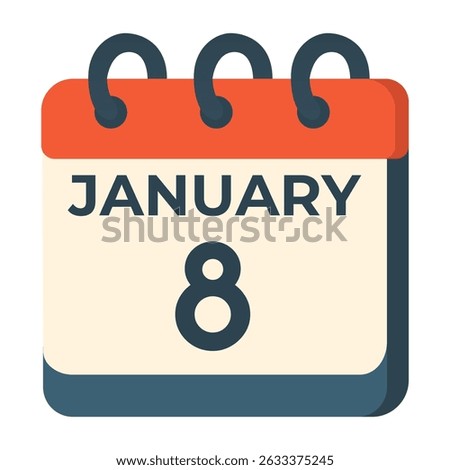 January 8 calendar vector on white background
Vector calendar with date
