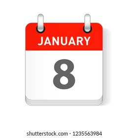 January 8 date visible on a page a day organizer calendar