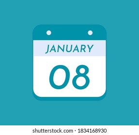 January 8 Single Day Calendar, 8 January