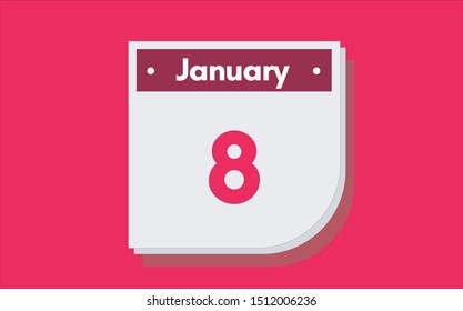 January 8th calendar icon. Day 8 of month. Vector illustration.