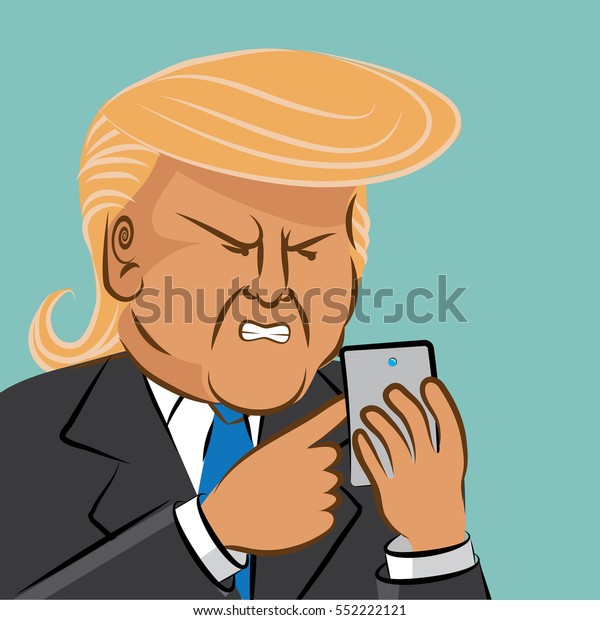 JANUARY 9, 2017:\
Illustrative editorial cartoon of Donald Trump using social media\
to comment. EPS 10\
vector.