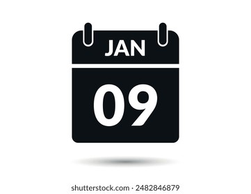 January 9 Calendar Date Flat Icon