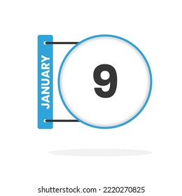 January 9 calendar icon. Date,  Month calendar icon vector illustration