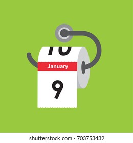 January 9. Calendar icon. Flat design. Vector illustration