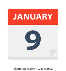 January 9 - Calendar Icon - Vector Illustration
