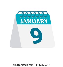 January 9 - Calendar Icon - Vector Illustration