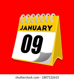 Ilustración vectorial del icono del calendario 9 de enero 