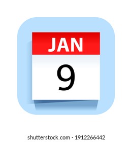 9 de enero. Icono de calendario. Ilustración vectorial.