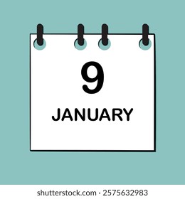 January 9. Daily Calendar icon for design. Simple design for business brochure, flyer, print media, advertisement. Easily editable.