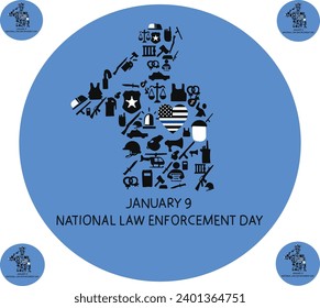 January 9 is national law enforcement appreciation day vector illustration