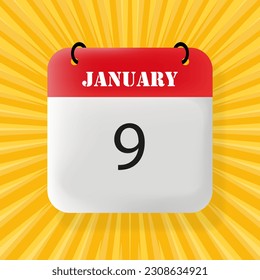 9 de enero. Burbuja del discurso con texto del 9 de enero. 3 quinquies ilustración. Estilo de arte pop. Icono de línea de vector para negocios y publicidad