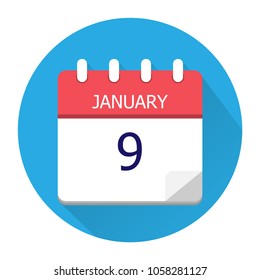January 9. Vector flat daily calendar icon. Date and time, day, month. Holiday. Season.