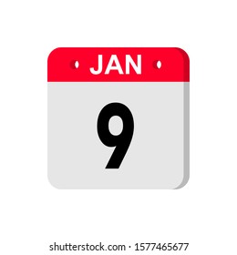 january 9rd. Day 9 of month, Simple calendar icon on white background. Planning. Time management. Set of calendar icons for web design. winter month, day of the year concept