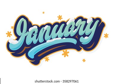 January beautiful lettering vector print