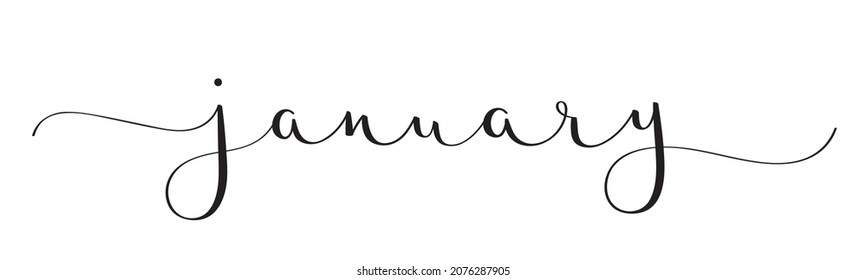 JANUARY black vector brush calligraphy banner with swashes