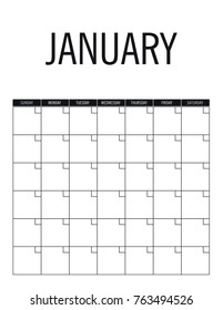 January - Blank calendar page with no dates