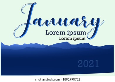 Enero con Ilustración vectorial Basada en Color Azul. Ilustración de pasos creativos para trabajos de diseño.