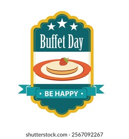 January Buffet Day event label. Vector illustration