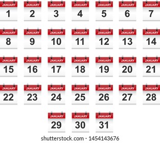January calendar 1-31 illustration vector art