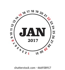 January calendar 2017