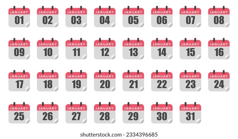 Enero Calendario plano rojo
