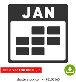 January Calendar Grid icon. Vector EPS illustration style is flat iconic symbol, gray color.