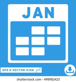 January Calendar Grid icon. Vector EPS illustration style is flat iconic symbol, white color.