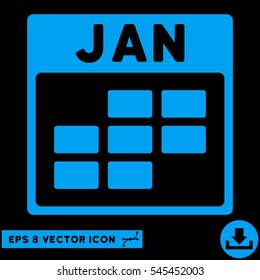 January Calendar Grid icon. Vector EPS illustration style is flat iconic symbol, blue color.