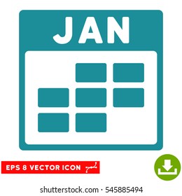 January Calendar Grid icon. Vector EPS illustration style is flat iconic symbol, soft blue color.