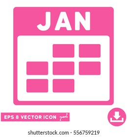 January Calendar Grid icon. Vector EPS illustration style is flat iconic symbol, pink color.