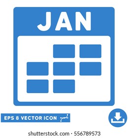 January Calendar Grid icon. Vector EPS illustration style is flat iconic symbol, cobalt color.