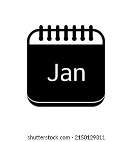 january calendar icon black on white background