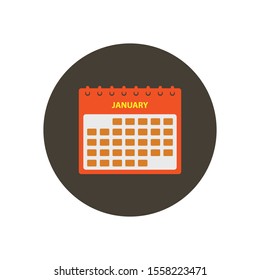 January Calendar Icon. Button style vector EPS.