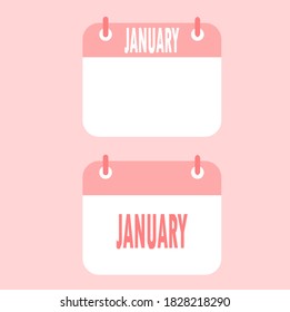 January Calendar icon on red background.Vector illustration,Two flat style.
