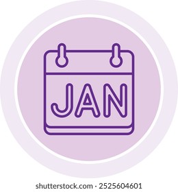 January Calendar Icon Representing the Start of the Year, Monthly Planning, and Important Dates, Perfect for Highlighting Events, Resolutions, and Time Management in a Fresh and Organized Style