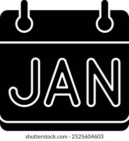 January Calendar Icon Representing the Start of the Year, Monthly Planning, and Important Dates, Perfect for Highlighting Events, Resolutions, and Time Management in a Fresh and Organized Style