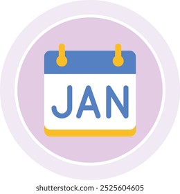 January Calendar Icon Representing the Start of the Year, Monthly Planning, and Important Dates, Perfect for Highlighting Events, Resolutions, and Time Management in a Fresh and Organized Style