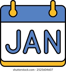 January Calendar Icon Representing the Start of the Year, Monthly Planning, and Important Dates, Perfect for Highlighting Events, Resolutions, and Time Management in a Fresh and Organized Style