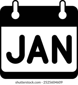 January Calendar Icon Representing the Start of the Year, Monthly Planning, and Important Dates, Perfect for Highlighting Events, Resolutions, and Time Management in a Fresh and Organized Style