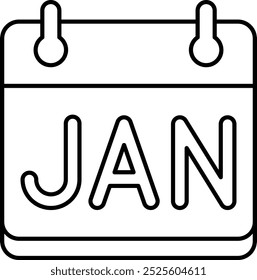 January Calendar Icon Representing the Start of the Year, Monthly Planning, and Important Dates, Perfect for Highlighting Events, Resolutions, and Time Management in a Fresh and Organized Style