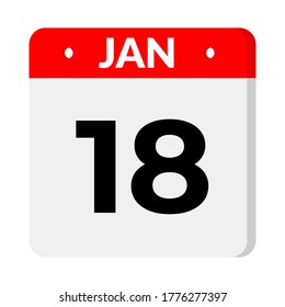 January Calendar Icon. Calendar icon with shadow. Flat style. Date, day and month. Reminder, Vector Illustration. Organizer application, app symbol. Ui. User interface sign.