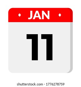 Icono del calendario de enero. Icono de calendario con sombra. Estilo plano. Fecha, día y mes. Recordatorio, Ilustración vectorial. Aplicación organizadora, símbolo de aplicación. Ui. Signo de interfaz de usuario.