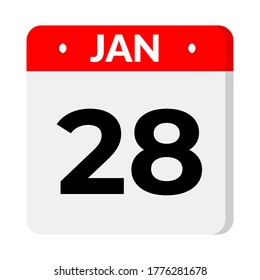 January Calendar Icon. Calendar icon with shadow. Flat style. Date, day and month. Reminder, Vector Illustration. Organizer application, app symbol. Ui. User interface sign.