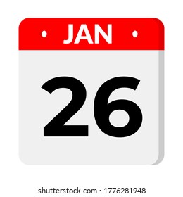 January Calendar Icon. Calendar icon with shadow. Flat style. Date, day and month. Reminder, Vector Illustration. Organizer application, app symbol. Ui. User interface sign.