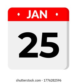 January Calendar Icon. Calendar icon with shadow. Flat style. Date, day and month. Reminder, Vector Illustration. Organizer application, app symbol. Ui. User interface sign.