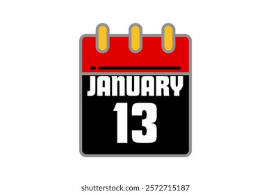  January calendar icon text page monthly web design on red, black, yellow and white background vector, icon, or illustration with the month of January 