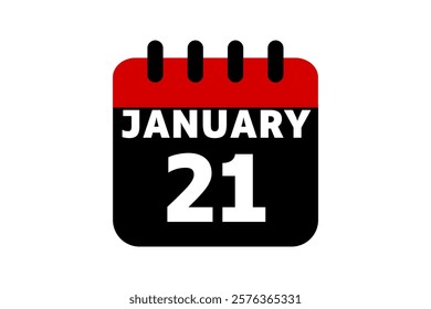  January calendar icon text page monthly web design on red, black and white background vector, icon, or illustration with the month of January 